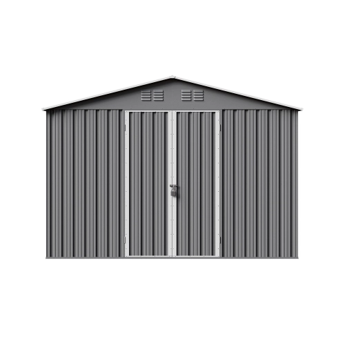 Domek ogrodowy narzędziowy NORDVIC 283x313 cm - Ocynkowany, Dwuspadowy Dach, Wentylacja, Light Grey